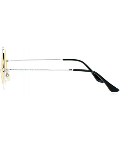 Oversized Color Groovy Hippie Wire Rim Round Circle Lens Sunglasses - Yellow - C6127FETOON $19.48