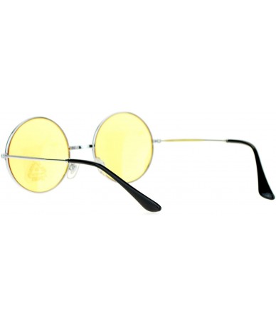 Oversized Color Groovy Hippie Wire Rim Round Circle Lens Sunglasses - Yellow - C6127FETOON $19.48