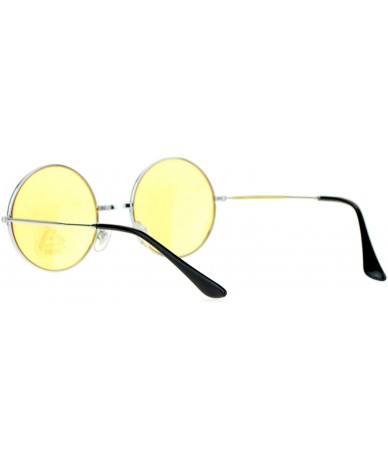 Oversized Color Groovy Hippie Wire Rim Round Circle Lens Sunglasses - Yellow - C6127FETOON $11.85