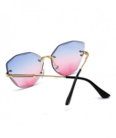 Cat Eye Cut Edge New Frameless Cat Eye Sunglasses Women Trend Retro Gradient Ocean Piece Sun Glasses - Pink - CT199QKASY4 $13.76