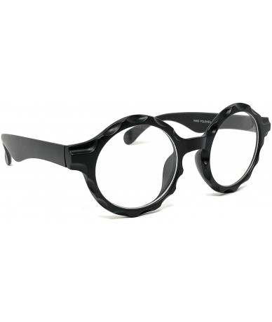 Round Nerd Glasses Classic Fashion Frame Clear Lens Square Round Rectangle - Black Bottlecap Circle- Clear - CB18X4Q5H7Y $18.25