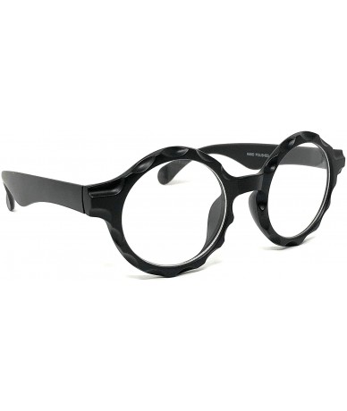 Round Nerd Glasses Classic Fashion Frame Clear Lens Square Round Rectangle - Black Bottlecap Circle- Clear - CB18X4Q5H7Y $11.28