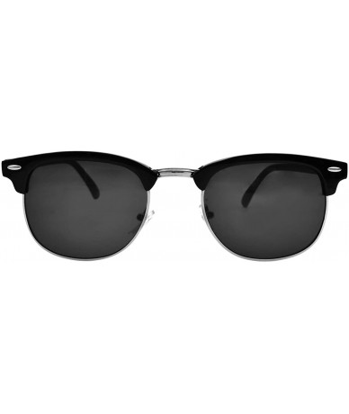Sport Sunglasses Classic Small Round Metal Frame for Women Men - Black-1 - C1199KUL2M6 $17.56