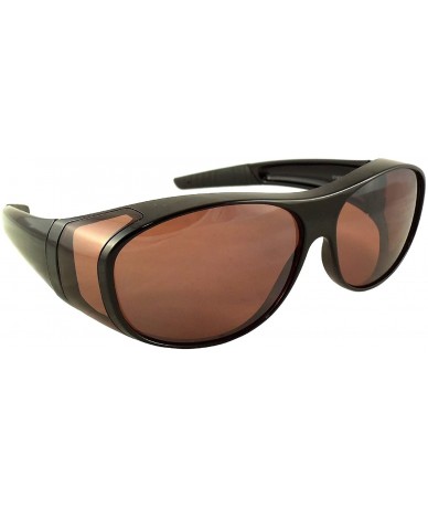 Wrap Men Women Blue Blocking Fit Over Sunglasses With HD Copper Driving Lenses - Large Black - CV12N1YM02U $12.87