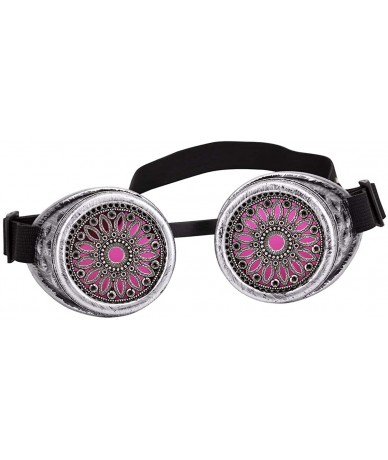 Goggle Vintage Steampunk Goggles Retro Spikes Glasses Rave Cosplay Halloween - Silver1 - CE18HT4LO8R $7.74