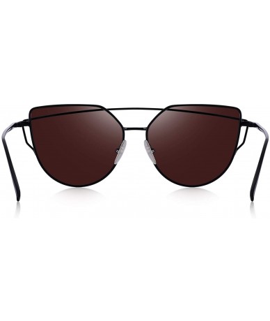 Rimless Fashion Women Cat Eye Sunglasses Coating Mirror Lens Sun glasses UV400 S7882 - Black&blue - C712MZ2DTRA $13.41