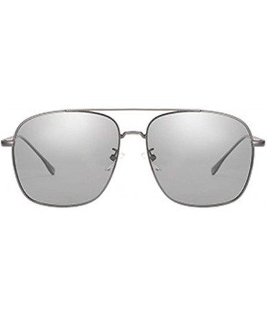 Goggle Discolor Polarized Sunglasses Mens Driving Metal Oval Women UV400 Protection Dark Glasses - CT18RCOCKNL $31.35