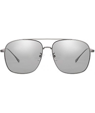 Goggle Discolor Polarized Sunglasses Mens Driving Metal Oval Women UV400 Protection Dark Glasses - CT18RCOCKNL $18.03