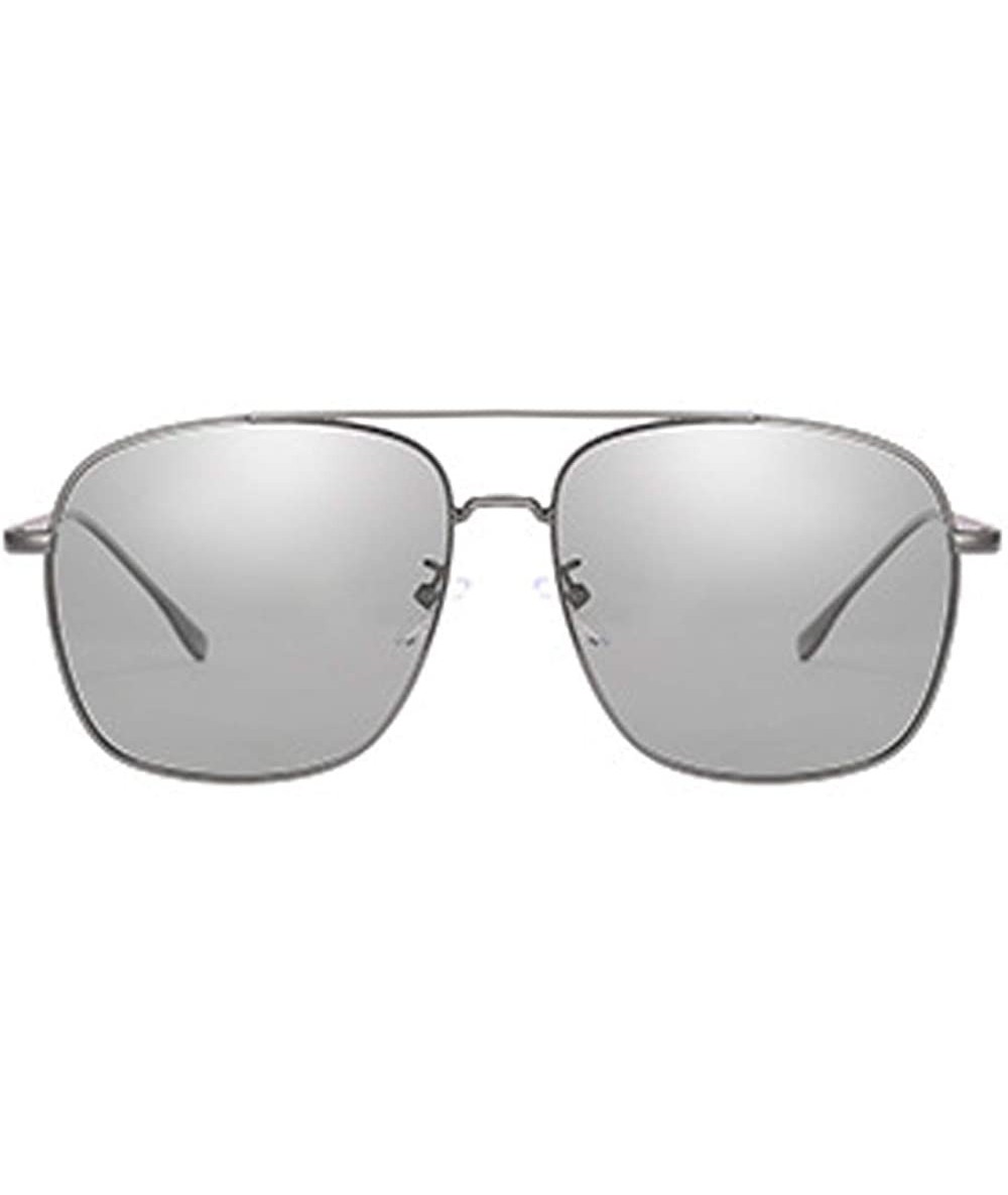 Goggle Discolor Polarized Sunglasses Mens Driving Metal Oval Women UV400 Protection Dark Glasses - CT18RCOCKNL $18.03