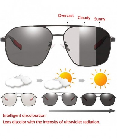 Goggle Discolor Polarized Sunglasses Mens Driving Metal Oval Women UV400 Protection Dark Glasses - CT18RCOCKNL $18.03