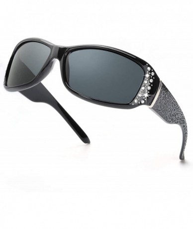 Rectangular Rhinestone Polarized Sunglasses for Women - 100% UV400 Protection Driving/Fishing/Shopping Women Sunglasses - C71...