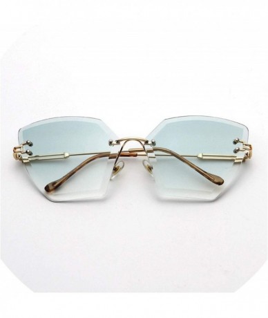 Square Square Rimless Sunglasses Women Gradient Lens Clear Sun Glasses Ladies Vintage Oversized Eyewear - 8 - C418W4EH7Z9 $45.83