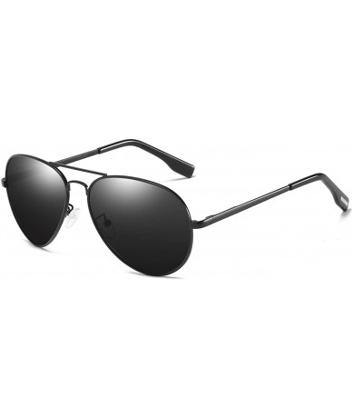 Square Classic Polarized Sunglasses Mirrored Protection - Black Frame Grey Lens - CF18Q9KY9RU $10.90