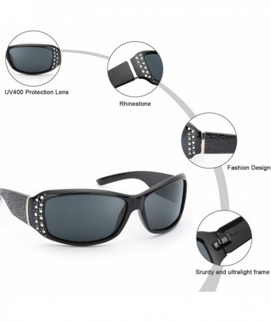 Rectangular Rhinestone Polarized Sunglasses for Women - 100% UV400 Protection Driving/Fishing/Shopping Women Sunglasses - C71...
