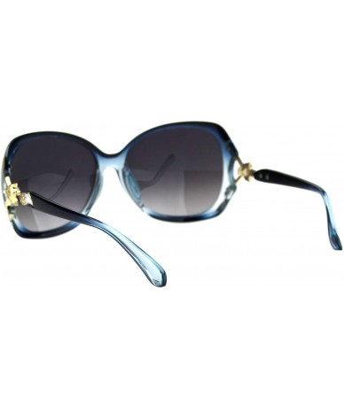 Butterfly Polarized Lens Womens Fox Tail Rhinestone Butterfly Plastic Sunglasses - Blue Smoke - CP18TIXCEE6 $12.91