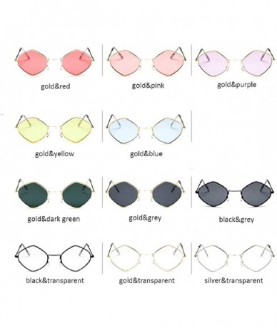 Round Fashion Metal Sun Glass Cool Square Shape Colorful Fashion Simple Style Metal Transparent Sunglasses - CW18R7XSQ7H $8.56