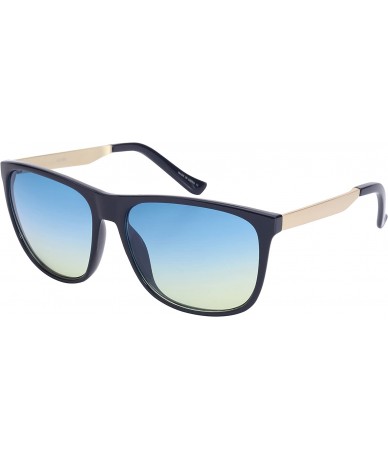 Wayfarer Modern Horned Rim Sunglasses with Two Tone Ocean Lens 541000-OCR - Black - CZ128P9I3RL $17.84
