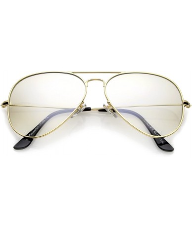 Aviator Retro Small Double Nose Bridge Slim Temple Clear Lens Aviator Eyeglasses 57mm - Gold / Clear - CQ12O3ZSTHD $11.91