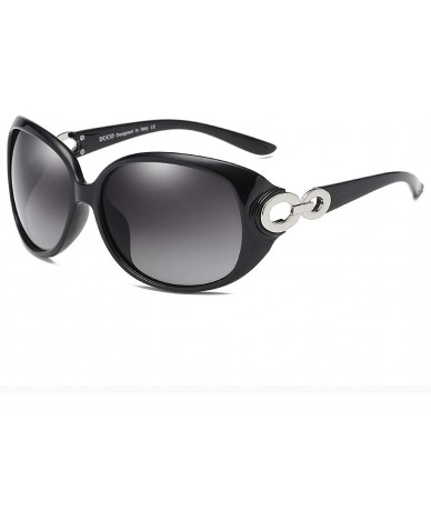 Round Classic Polarized Oversized Designer Sunglasses for Women 100% UV Protection Shade Sun glasses DC1220 - Black - CE193NC...