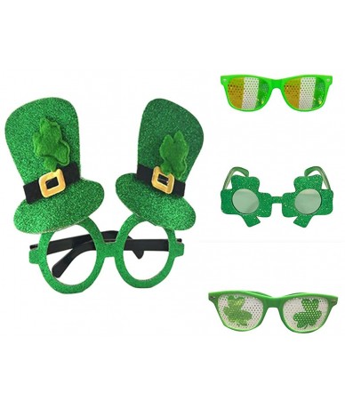 Rimless St. Patrick's Day Green Irish Adult Festival Funny Shamrock Green Hat Glasses - D - CT18ODZS78M $7.95