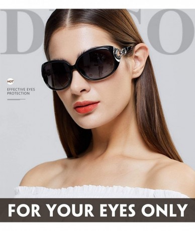 Round Classic Polarized Oversized Designer Sunglasses for Women 100% UV Protection Shade Sun glasses DC1220 - Black - CE193NC...