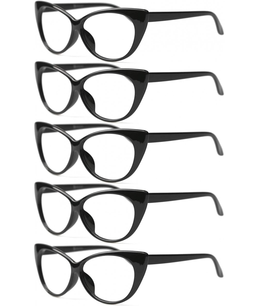 Cat Eye 3-Pair Value Pack Fashion Designer Cat Eye Reading Glasses for Womens - 5 Pairs in Black - CE18A5L540H $17.33