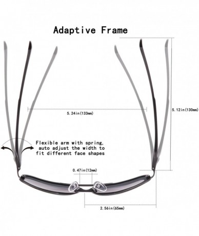 Oval Polarized Aviator Sunglasses Men Women Half Frame Spring Hinges Sun Glasses - Grey Lens/Black Frame - CF186HMXQ6R $15.91