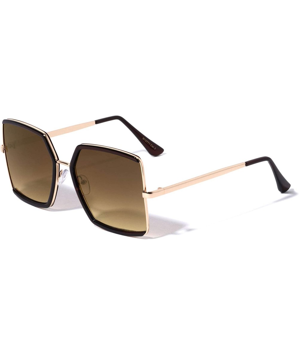 Butterfly Geometric Squared Butterfly Sunglasses - Brown - C7196MT7YGC $16.73