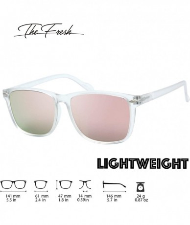 Square Flat Mirrored Reflective Color Lens 80's Retro Classic Trendy Stylish Sunglasses - Gift Box Package - C918UZSS5OO $27.66