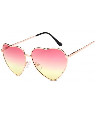 Aviator Heart Mirror Sunglasses Women Brand Designer Cat Eye Sun Glasses Double Brown - Pink - CM18XQZRU53 $8.00
