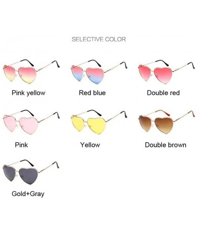 Aviator Heart Mirror Sunglasses Women Brand Designer Cat Eye Sun Glasses Double Brown - Pink - CM18XQZRU53 $8.00