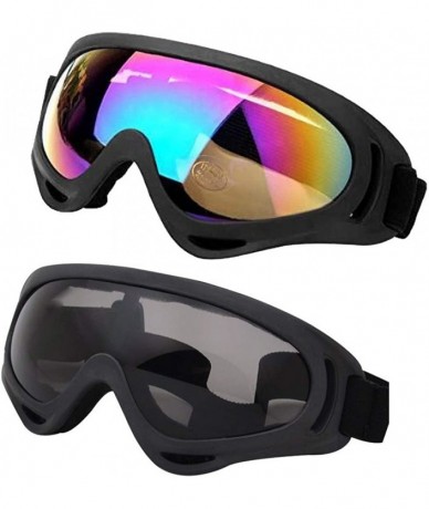 Goggle 2Pcs Ski Snowboard Goggles Anti Fog Dustproof Frame Lens Over Glasses Snow Skiing Goggles for Men Women Youth - C5194Z...