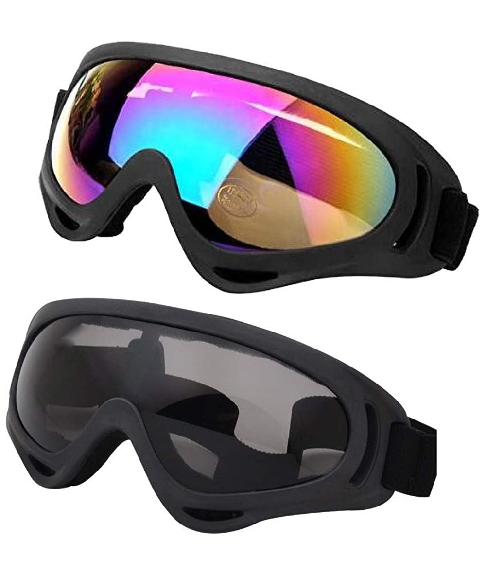 Goggle 2Pcs Ski Snowboard Goggles Anti Fog Dustproof Frame Lens Over Glasses Snow Skiing Goggles for Men Women Youth - C5194Z...