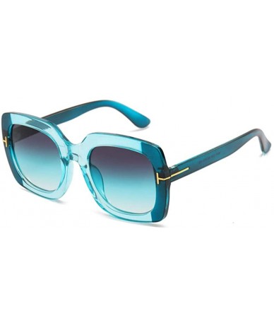 Oversized Retro Squared Large Women Sunglasses Multi Tinted Rectangular Frame Flat Lenses - Turqoise Blue - C5196D7QE76 $27.28