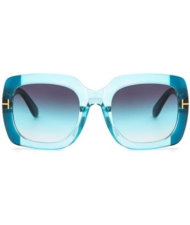Oversized Retro Squared Large Women Sunglasses Multi Tinted Rectangular Frame Flat Lenses - Turqoise Blue - C5196D7QE76 $15.02