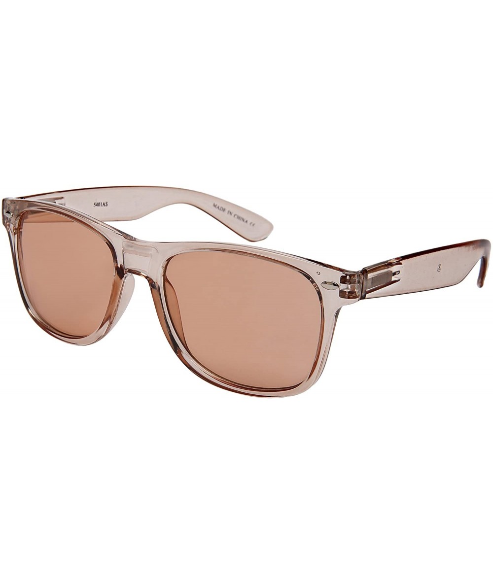 Oval Classic Horn Rimmed Flat Mirrored Lens w/Spring Hinge 55401AS-CR - Clear Brown - CN185KLM9YQ $8.21
