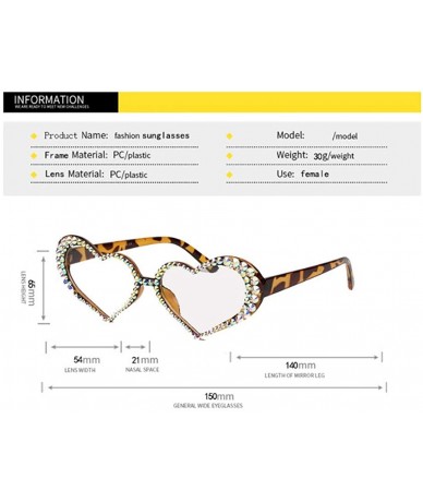 Goggle Woman's Cute Cat's Eye Heart Sunglasses with Diamond Insert for Ultraviolet Protection - Leopard Print - CU18YEUS7TX $...