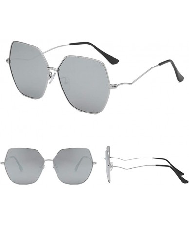 Semi-rimless Oversized Metal Geometric Pentagon-Irregular Large Sunglasses Women Fashion Vintage Sunglasses - G - C7196STX4GQ...