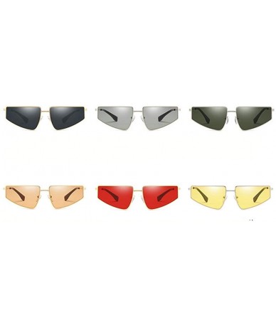 Square Hot New Brand Designer Unisex Square Flat Top Hip Hop Punk Sunglasses Retro Metal Frame UV400 - Yellow - CY18M9T36Z9 $...