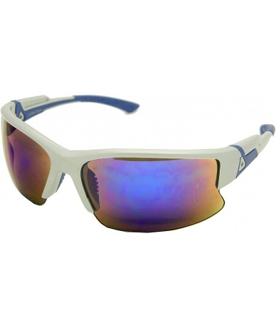 Rectangular Double Injection Sunglasses SPORTS - 2762 Shiny Silver Blue / Blue Mirror - CG12HTW9BJT $21.58