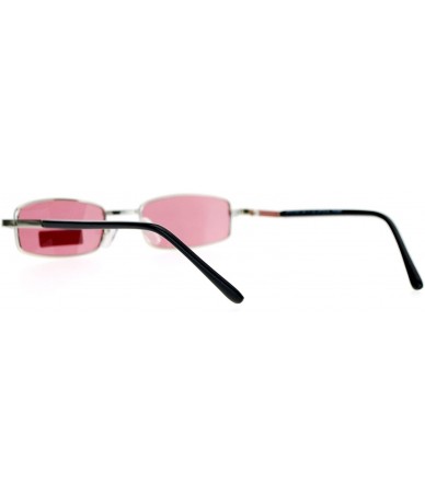 Oval Extra Small Mens Rectangular Metal Rim Classic Color Lens Sunglasses - Silver Rose - C7123VQC84H $10.47