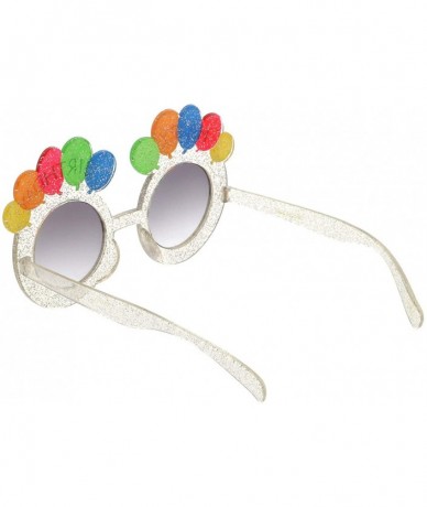 Oversized Novelty Translucent Glitter Balloons Round Lens Happy Birthday Glasses 45mm - Clear / Lavender - CS182WZSUAI $10.05