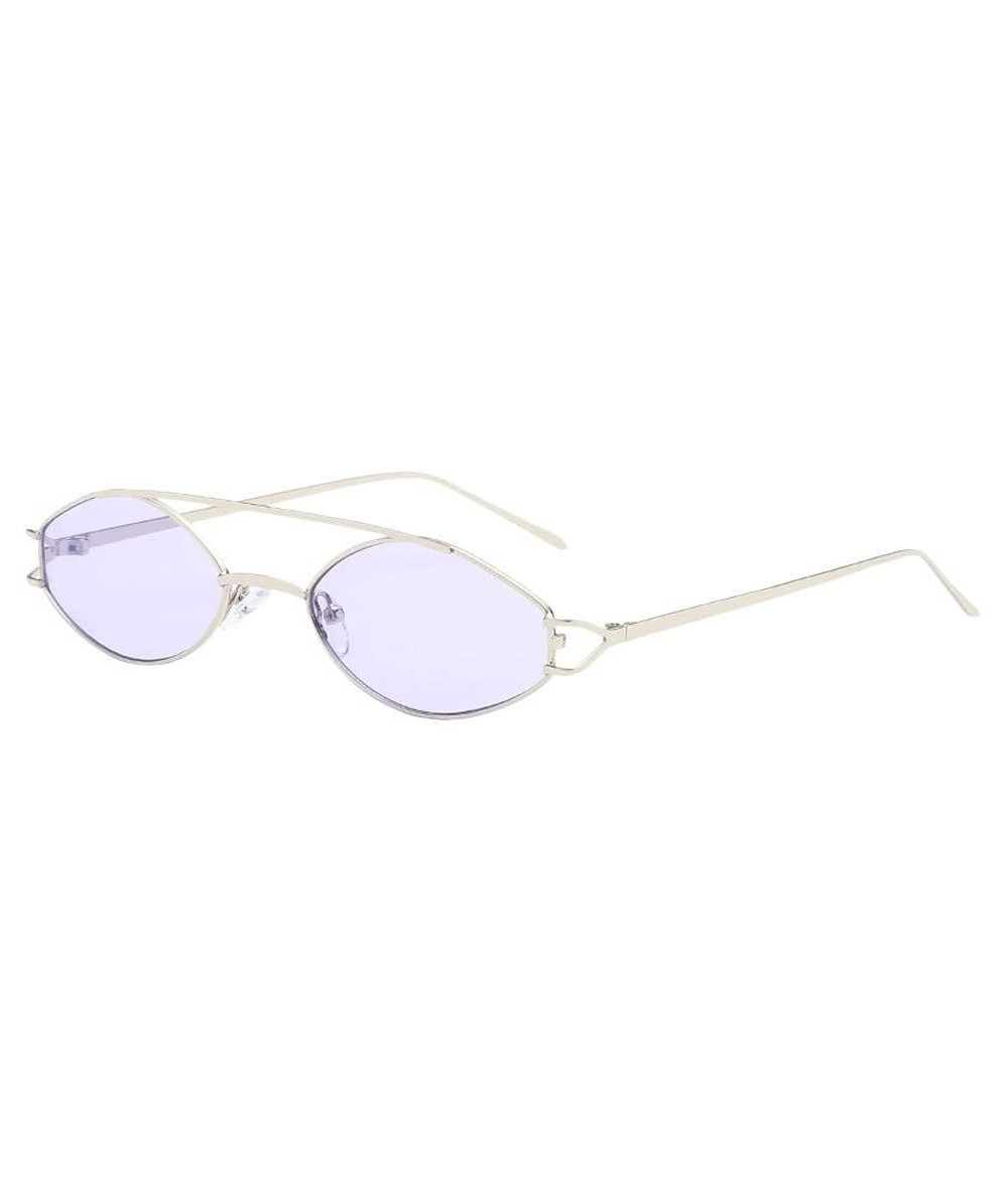Oval Fashion Sunglasses Vintage Oval Shape Sunglasses Retro Unisex Eyewear Street Beat Glasses (D) - D - CQ18R2M9I2T $11.52