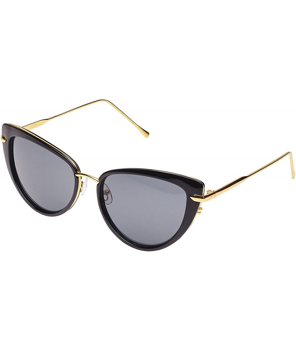 Oversized Glamorous Fifties Metal Frame Cat Eye Style Sunglasses - Black - C712JEO9GO5 $43.33