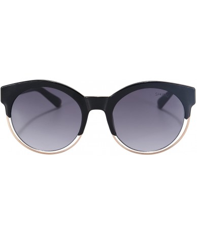 Round Women's Sunglasses Retro Round Frame Glasses for Women Fashion Sunglasses-SH71018 - Black - CM12HSQR3FZ $17.34