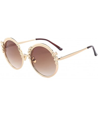 Oversized Steampunk Round Sunglasses Women Men Gold Frame Vintage Sun Glasses Ladies - Gold Tea - CH18W6I6AEG $41.71