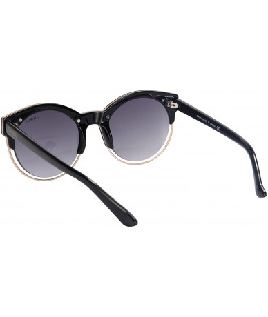 Round Women's Sunglasses Retro Round Frame Glasses for Women Fashion Sunglasses-SH71018 - Black - CM12HSQR3FZ $17.34