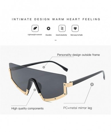 Aviator New Fashion Half Frame Conjoined Lens Personalized UV400 Sunglasses for Men and Women Street Shooting Selfy 2134 - CY...