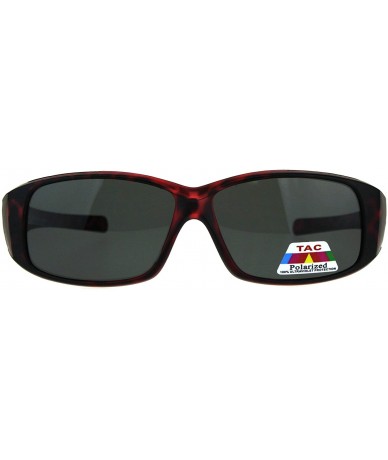 Rectangular TAC Polarized Lens Fit Over Sunglasses OTG Rectangular Anti-Glare Matte Tort - Red - CR18EUED2QD $12.81