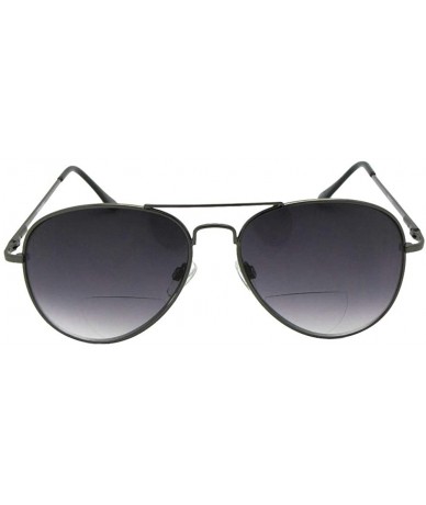 Aviator Mens Big Aviator Bifocal Sunglasses B83 - Pewter Frame Gray Lenses - CH18IH7COQD $19.30